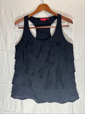 Elle Black Ruffle Racerback Tank